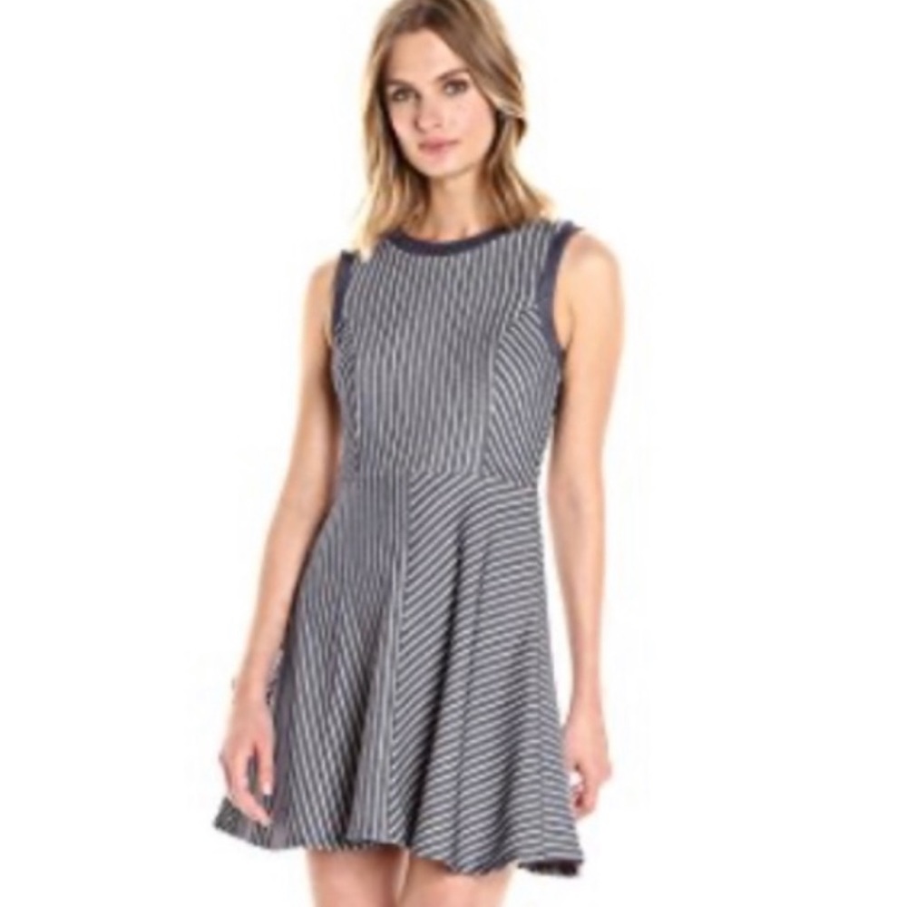 BCBGeneration Striped Denim Sleeveless Dress SZ 10